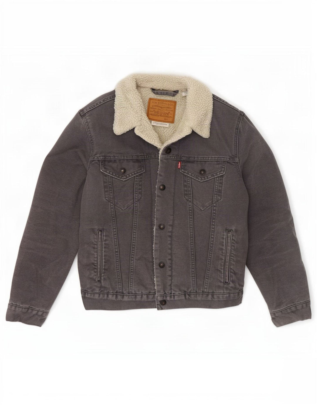 Levi's Chaqueta vaquera Sherpa para hombre UK 36 Small Grey Cotton