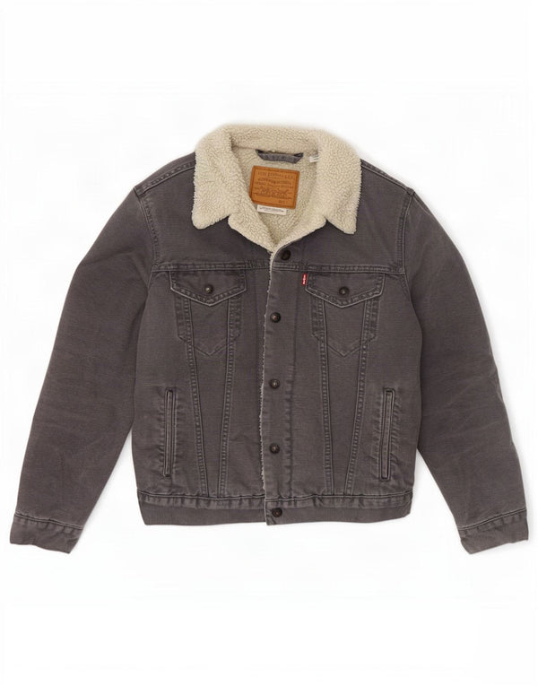 Levi's Chaqueta vaquera Sherpa para hombre UK 36 Small Grey Cotton