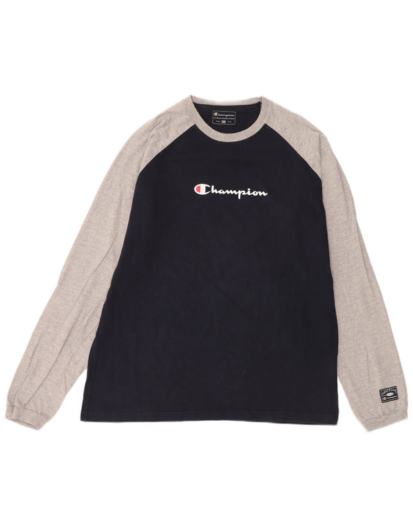 Champion Top grafico da uomo a maniche lunghe 2XL Cotone color block blu navy