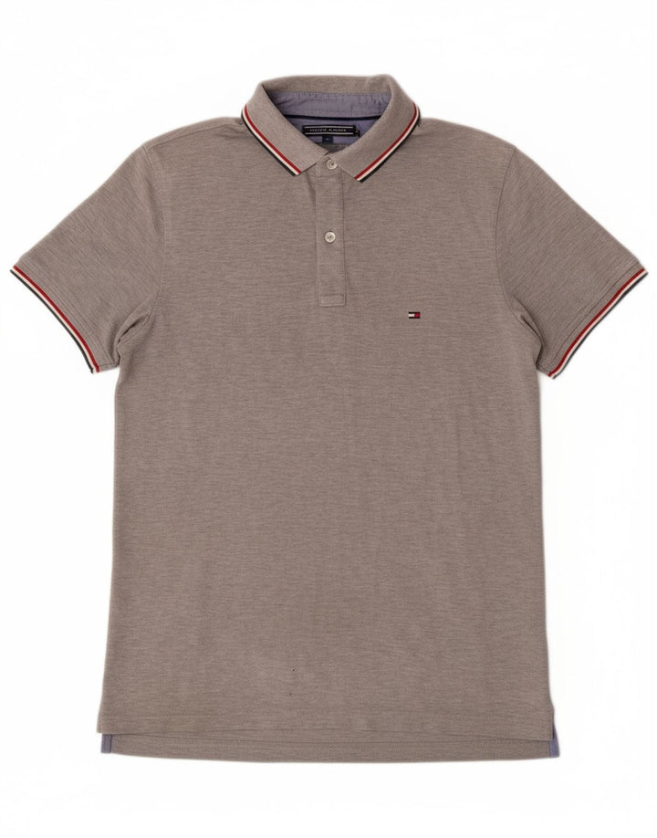 TOMMY HILFIGER Mens Slim Fit Polo Shirt Medium Grey Cotton