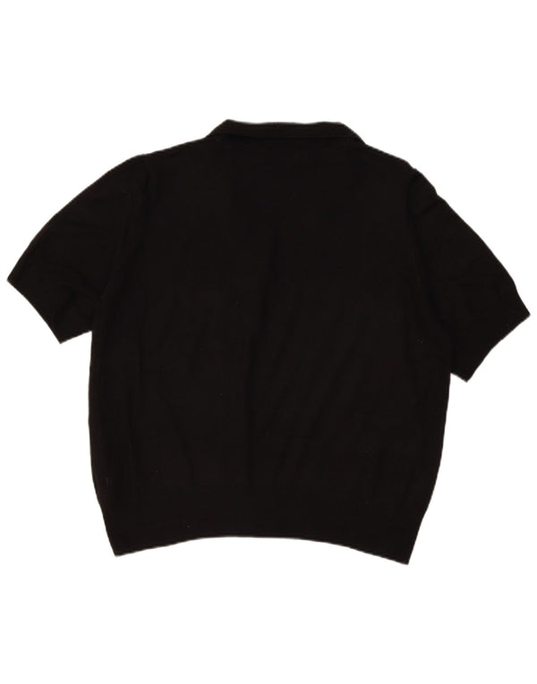 Marks & Spencer Dame Kortærmet Polo Neck Jumper Sweater UK 18 XL Sort