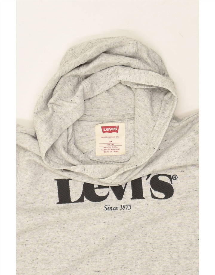 LEVI'S Boys Graphic Hoodie Jumper 15-16 Years Grey Flecked Cotton | Vintage Levi's | Thrift | Second-Hand Levi's | Used Clothing | Messina Hembry 