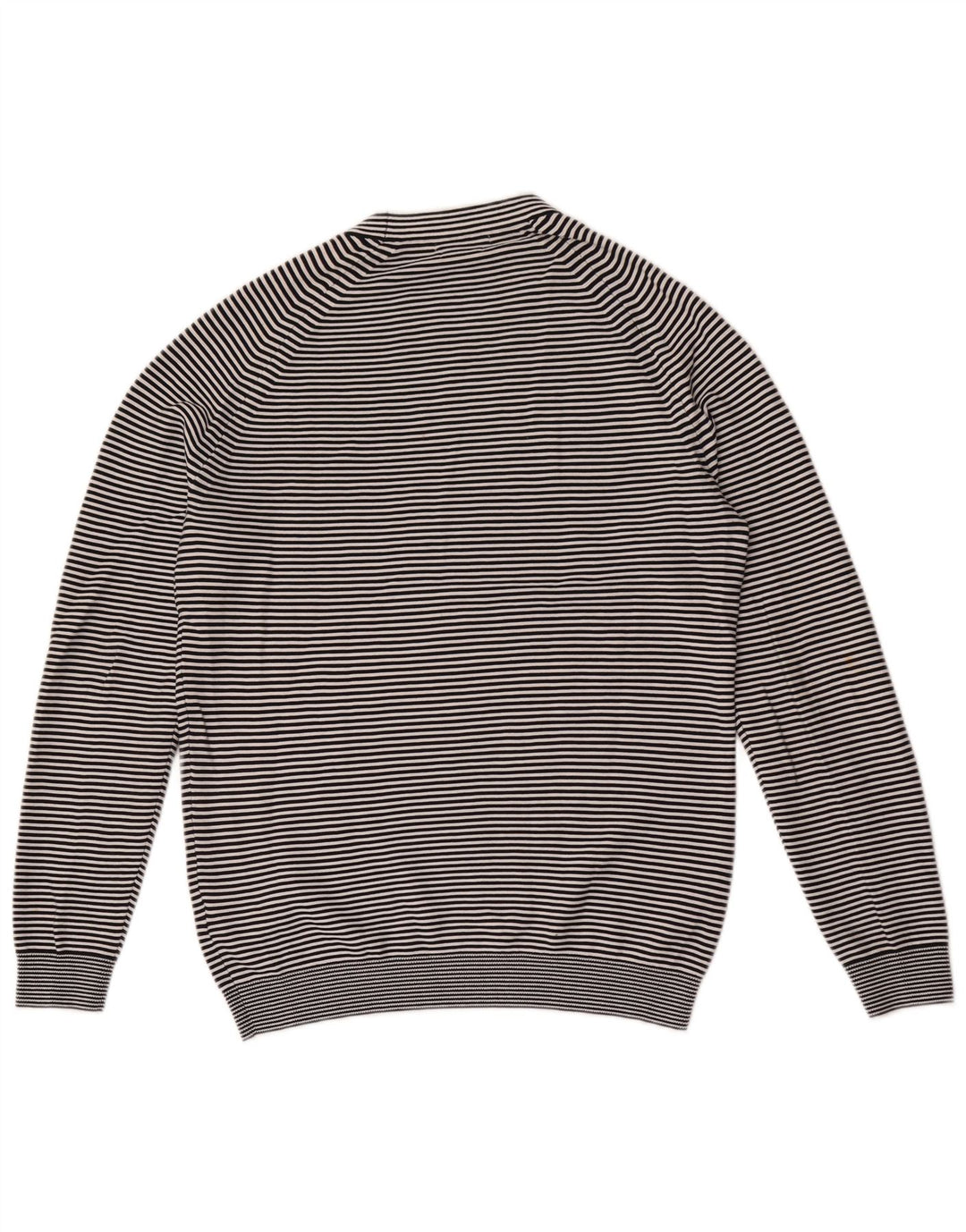 Massimo Dutti Mens Crew Neck Jumper Sweater Medium Blue Pinstripe Cotton