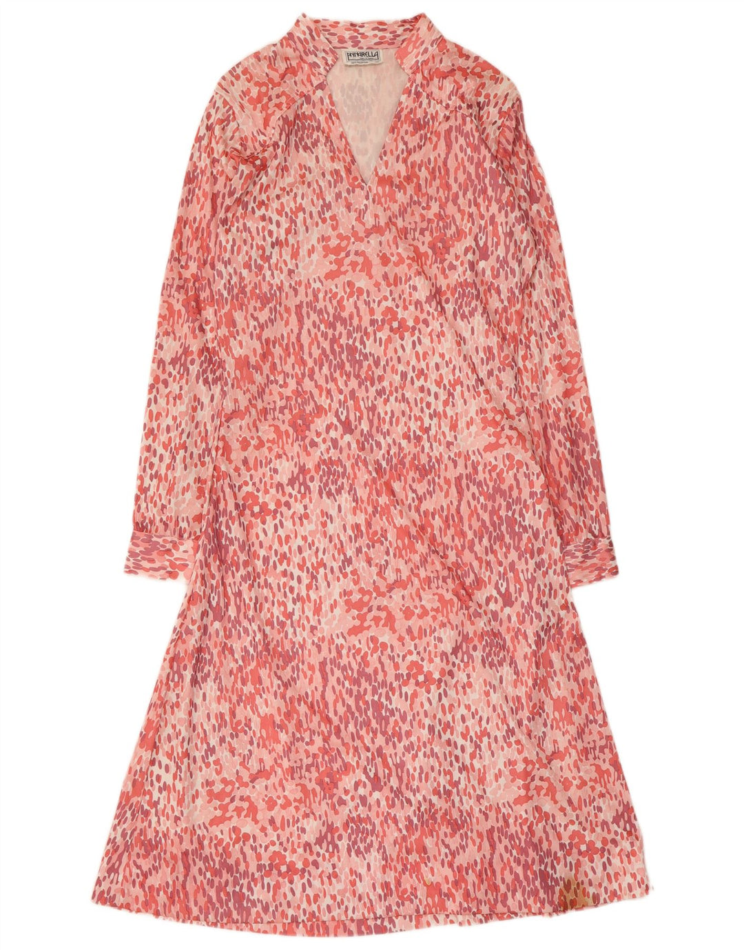 ANNARELLA Womens Long Sleeve A-Line Dress IT 46 Large Pink Spotted