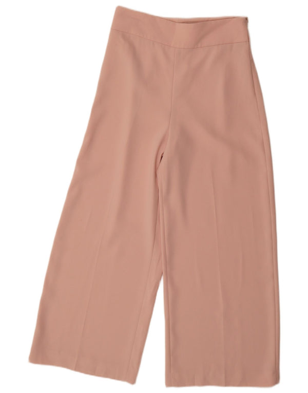 Zara Pantalon court à jambe large pour femme Petit W26 L25 Rose Polyester