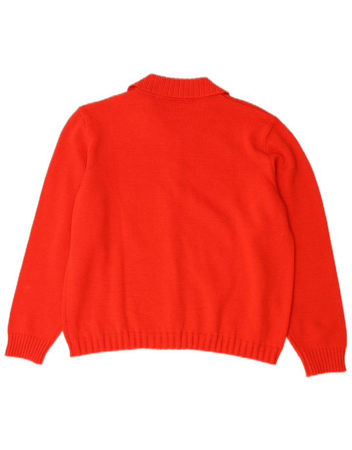 Vintage Womens Cardigan Sweater UK 14 Medium Red Merino Wool