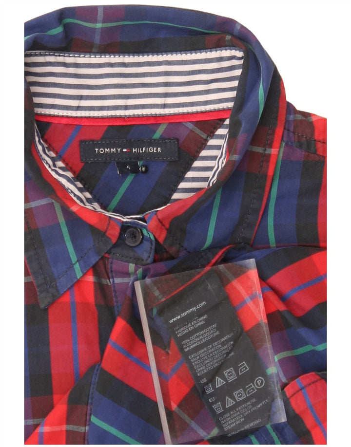 TOMMY HILFIGER Womens Shirt US 4 Small Red Check Cotton