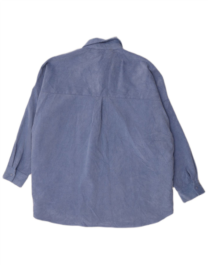 Zara Womens Oversized Corduroy Shirt UK 16 Large Blue Polyester