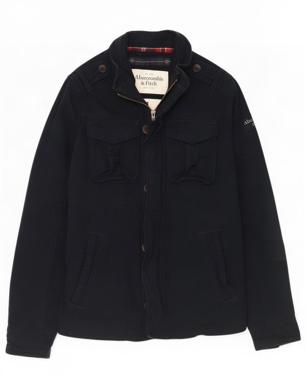 Abercrombie & Fitch Mens Military Jacket UK 40 Large Navy Blue Cotton