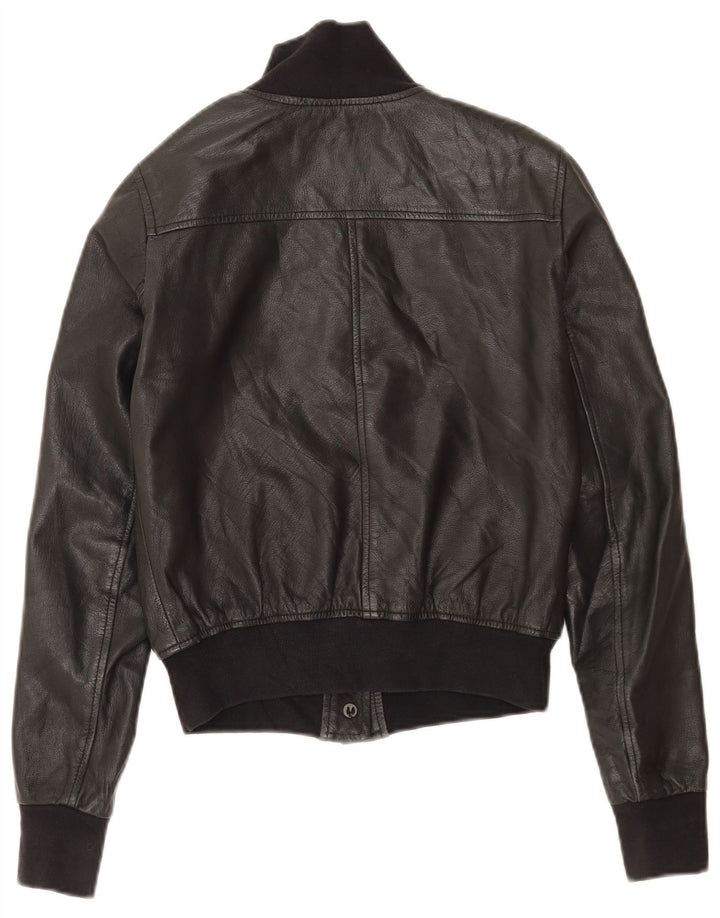 Giacca in pelle corta da donna vintage IT 38 XS in pelle nera