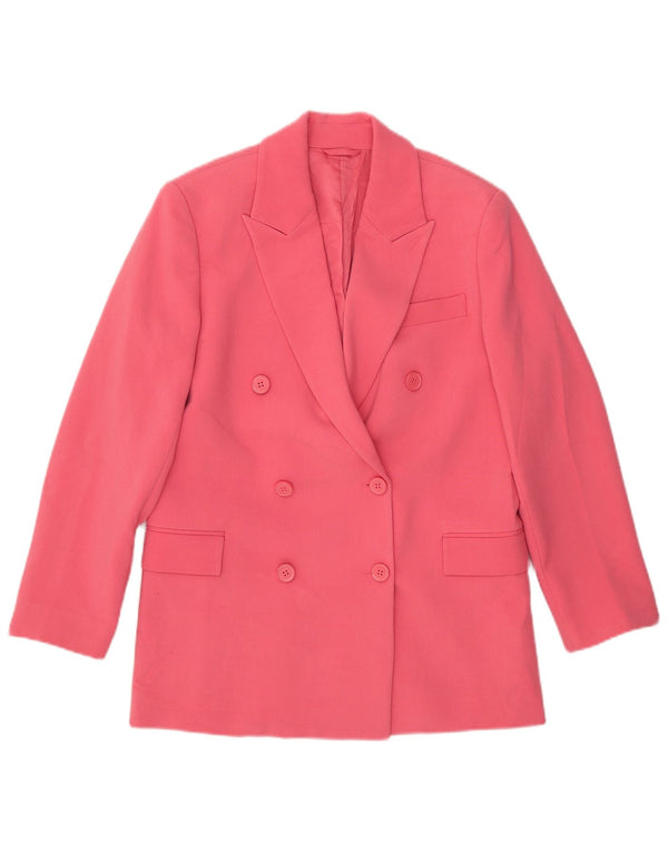 Benetton Womens Double Breasted Loose Fit Blazer Jacket UK 6 XS Pink