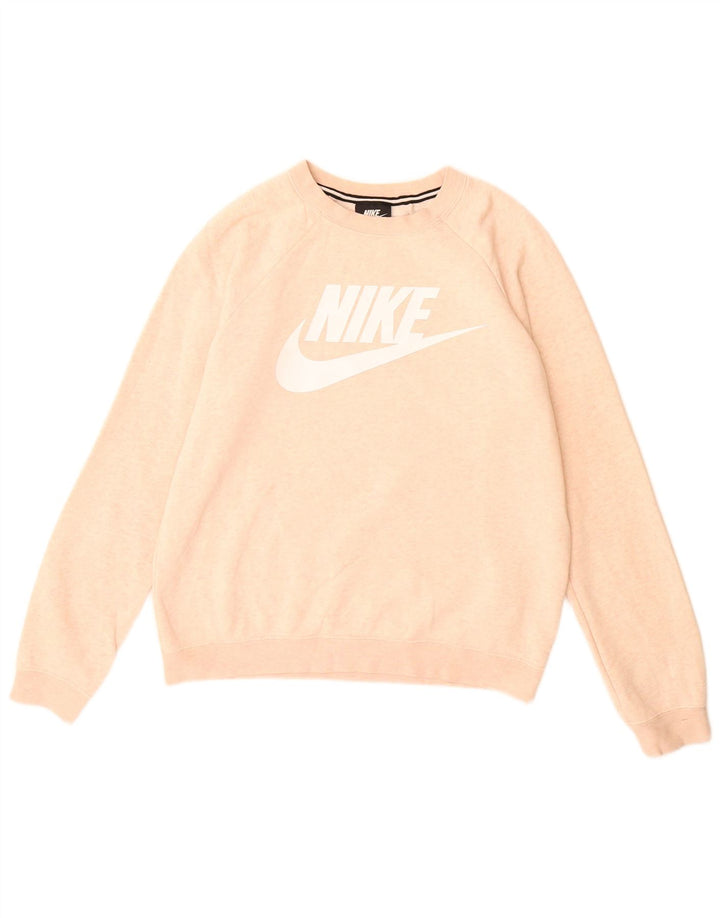 Nike Mens Graphic Sweatshirt Jumper Small Pink Flecked Cotton
