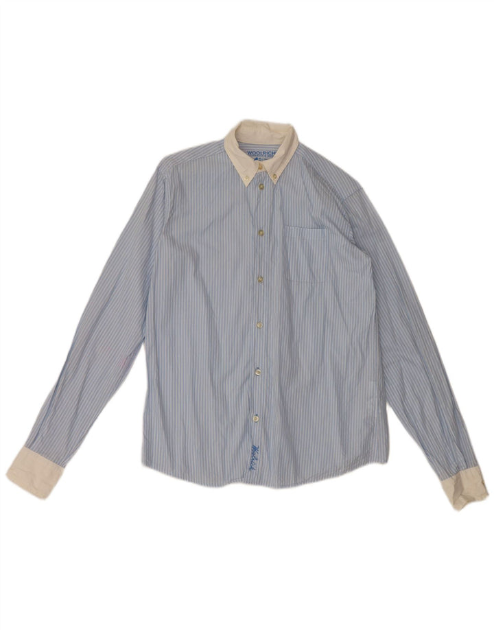 Woolrich Boys Shirt 13-14 Years Blue Pinstripe Cotton