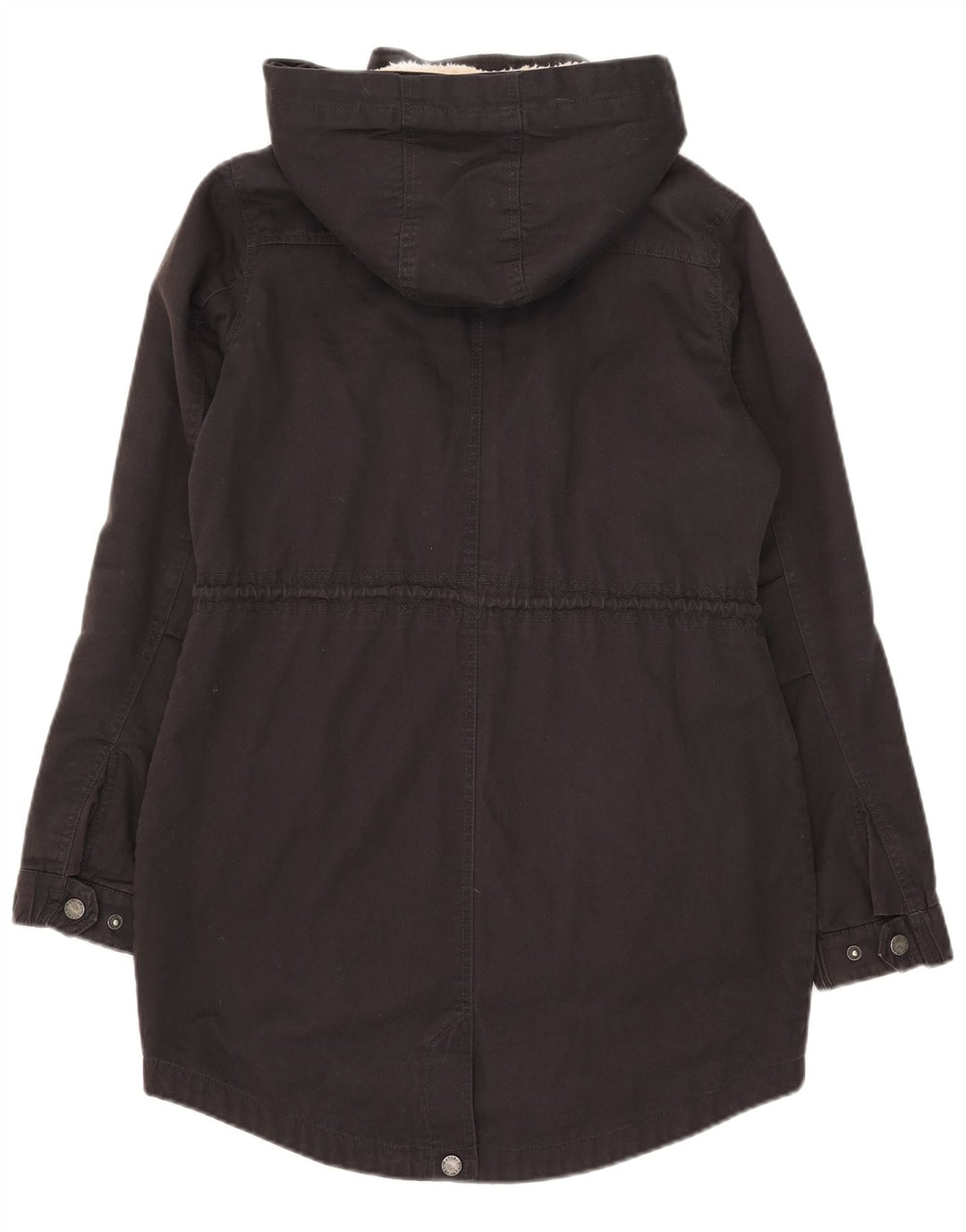 Fat Face Womens Hooded Parka Jacket UK 8 Small Black Cotton