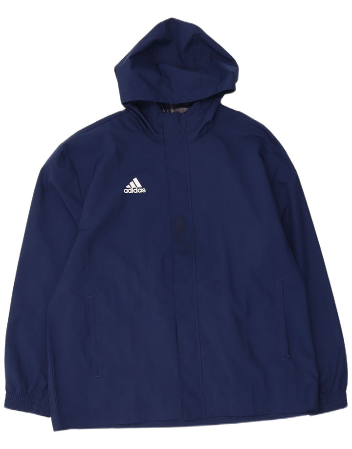 Adidas Mens Hooded Rain Jacket UK 42 XL Navy Blue Polyester