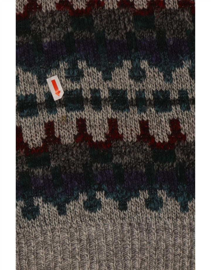 VINTAGE Mens Polo Neck Jumper Sweater IT 48 Medium Multicoloured Fair Isle