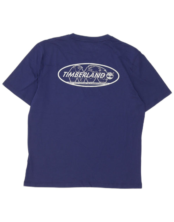 Timberland Mens Graphic T-Shirt Top Medium Navy Blue Cotton