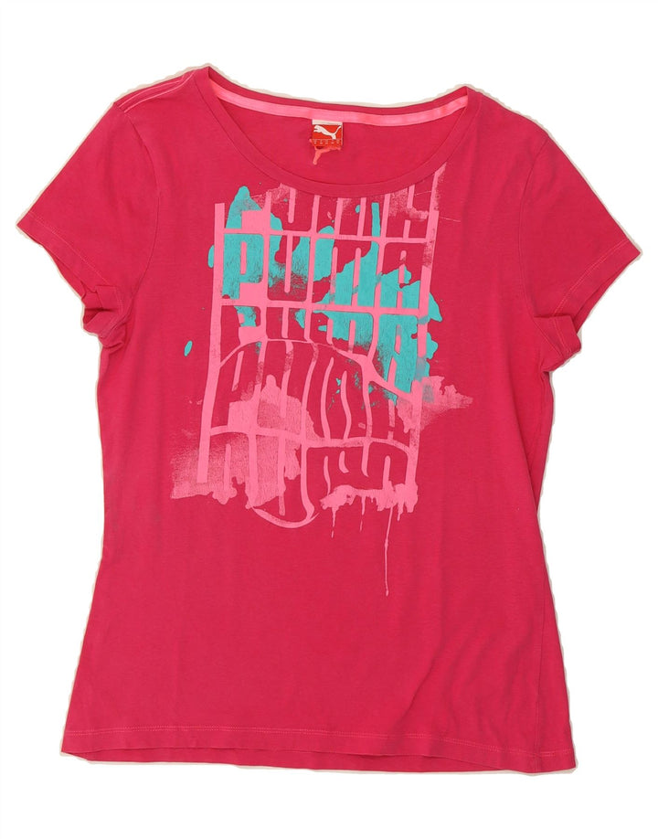 PUMA Womens Graphic T-Shirt Top UK 12 Medium Pink Vintage Puma and Second-Hand Puma from Messina Hembry 