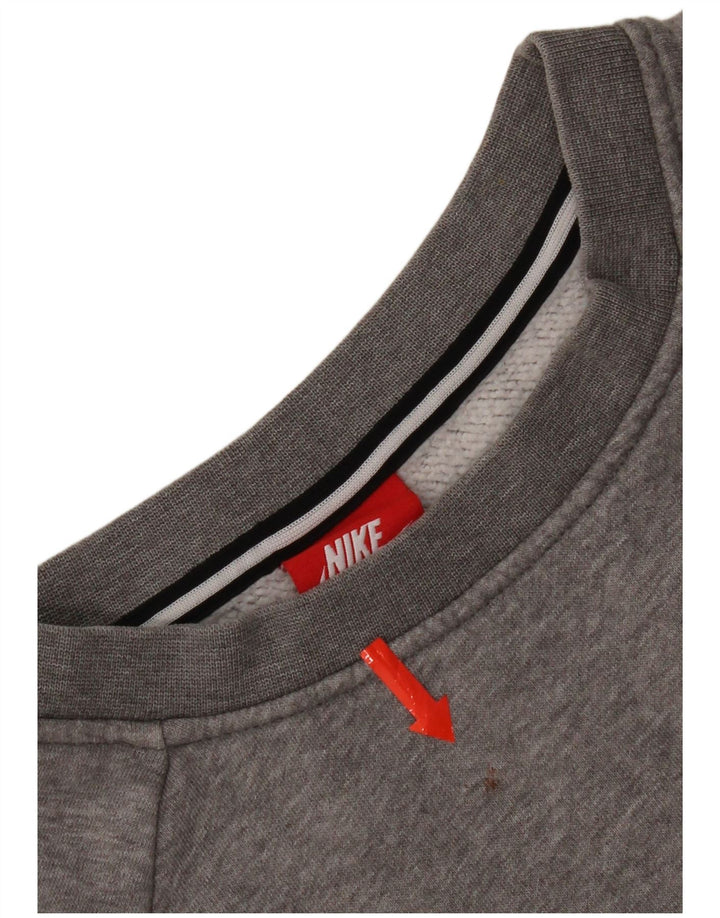 Nike Womens Oversized Sweatshirt Jumper UK 10 Small Grey Cotton