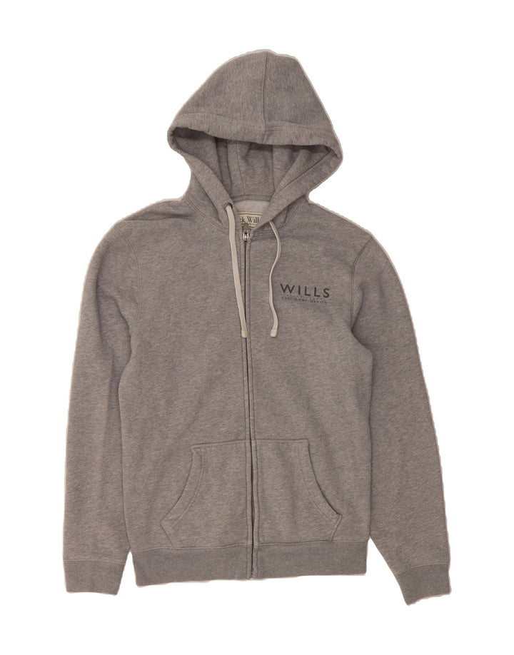 JACK WILLS Mens Classic Fit Zip Hoodie Sweater Small Grey Cotton Vintage Jack Wills and Second-Hand Jack Wills from Messina Hembry 