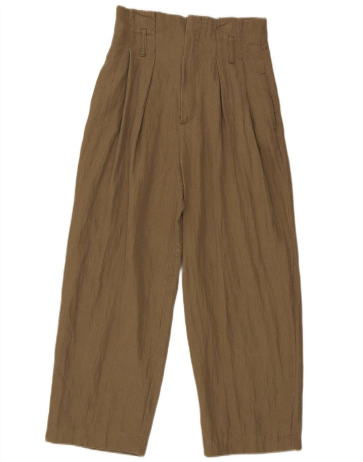 Zara Womens Pegged Cropped Trousers Small W26 L24 Khaki