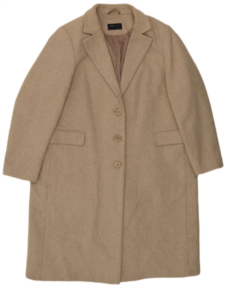 Marks & Spencer overfrakke til kvinder UK 22 3XL Beige sildebenspolyester