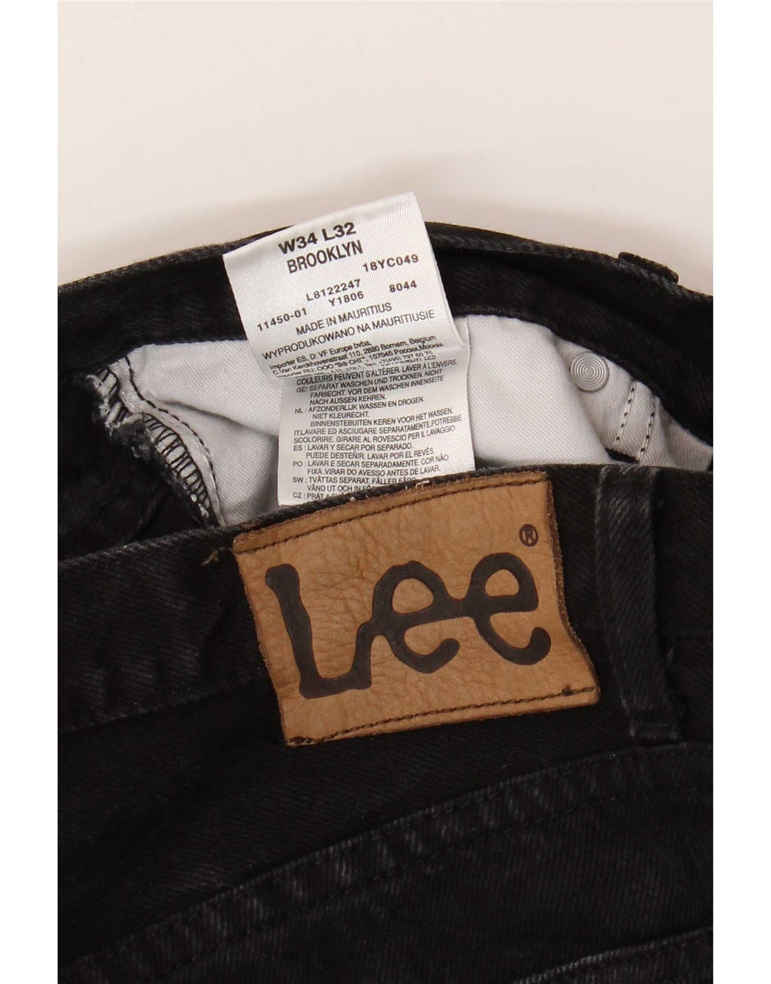 Lee Mens Brooklyn Straight Jeans W34 L32 Black Cotton