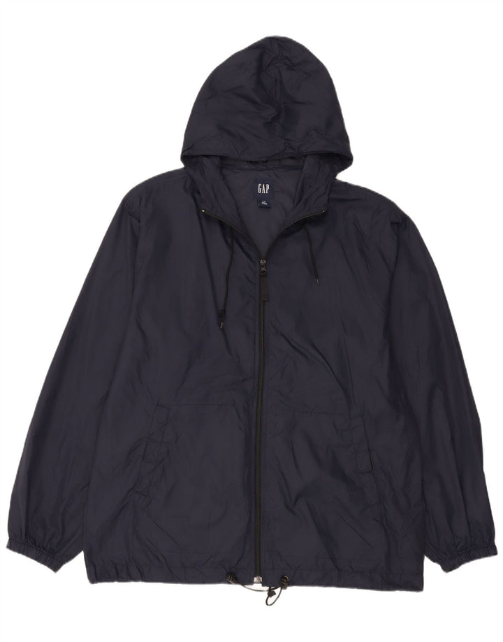 Gap Giacca antipioggia da uomo con cappuccio UK 40 Large Blu Navy Nylon