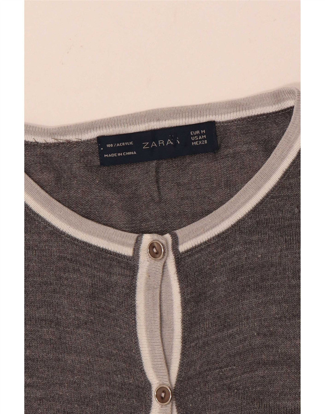 Zara Womens Cardigan Sweater UK 14 Medium Grey Acrylic