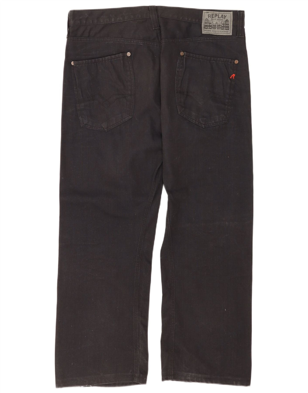 Replay Mens Straight Jeans W38 L32 Black Cotton