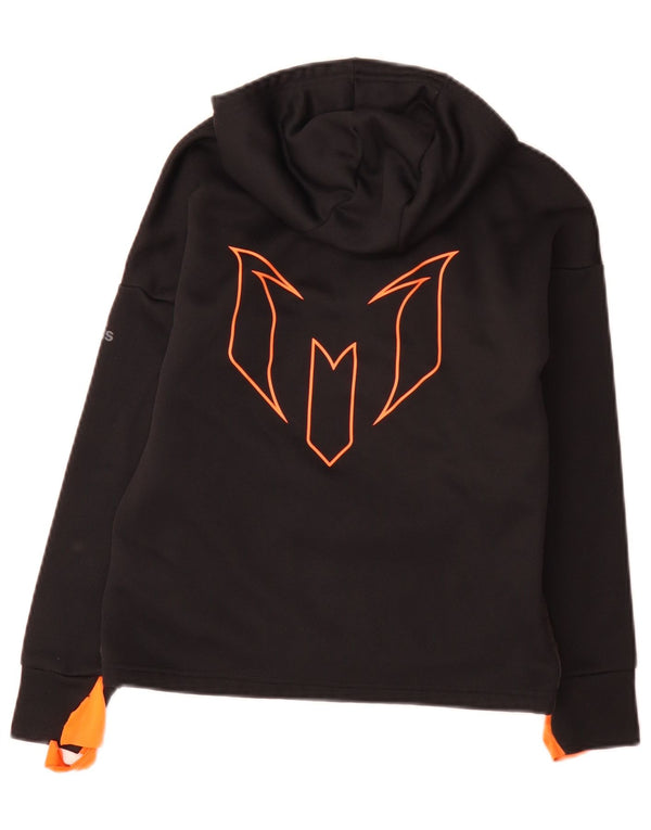 Adidas Boys MESSI Graphic Hoodie Jumper 11-12 Years Black Colourblock