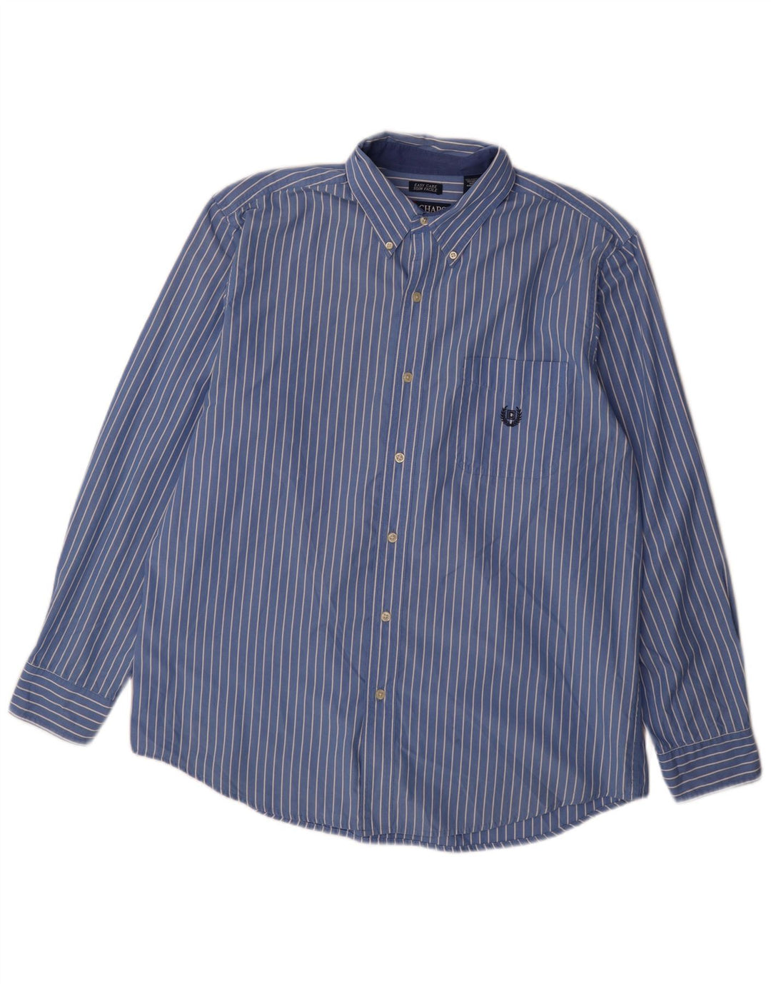 Chaps Mens Shirt Large Blue Striped Cotton