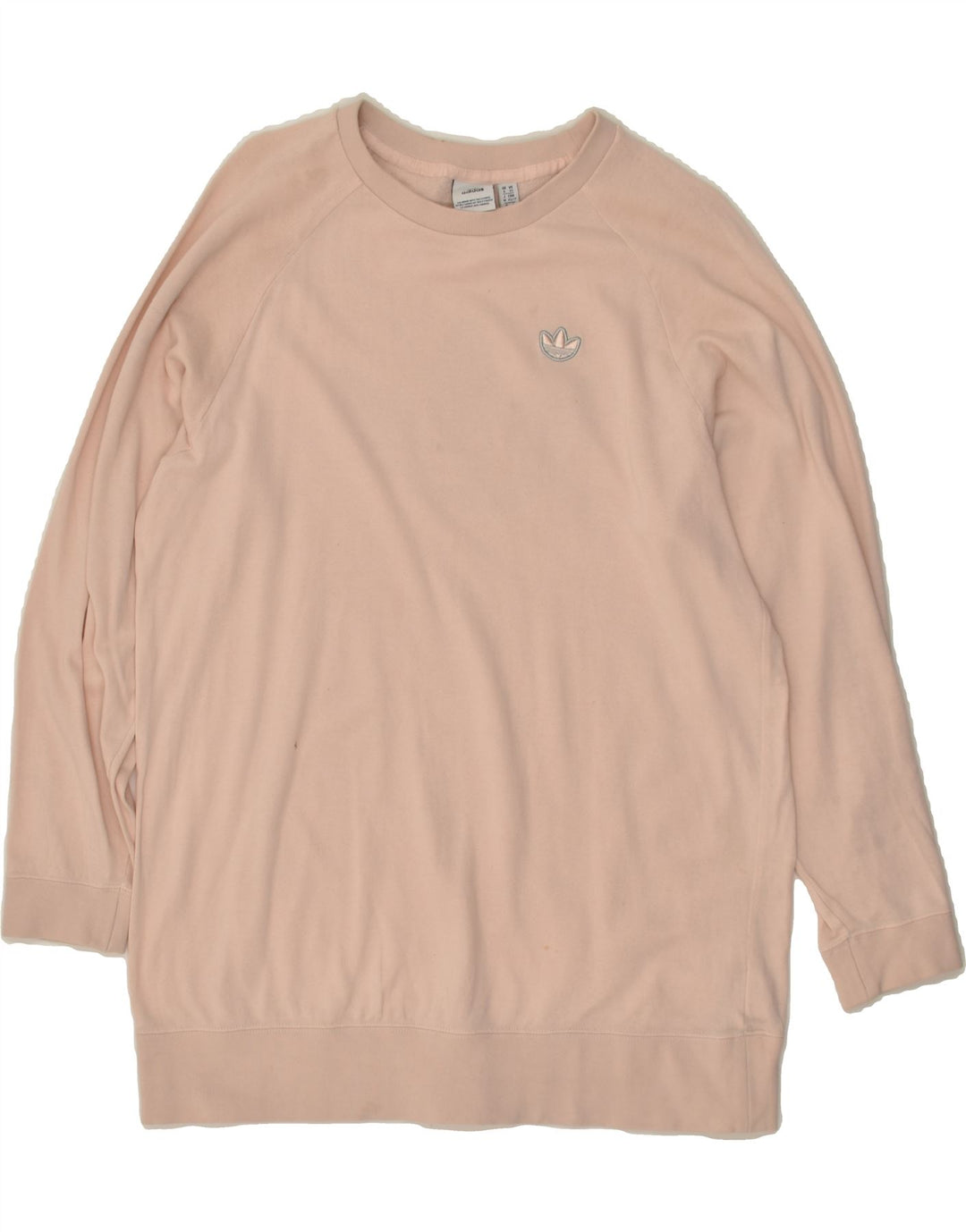 ADIDAS Womens Oversized Graphic Jumper Dress UK 6 XS Beige Cotton | Vintage Adidas | Thrift | Second-Hand Adidas | Used Clothing | Messina Hembry 