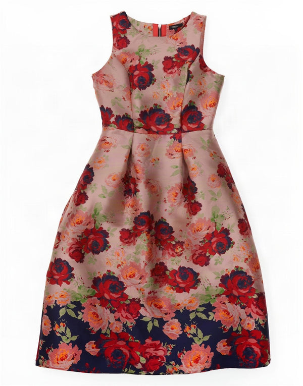Abito tubino senza maniche da donna UK 6 XS Poliestere floreale rosa