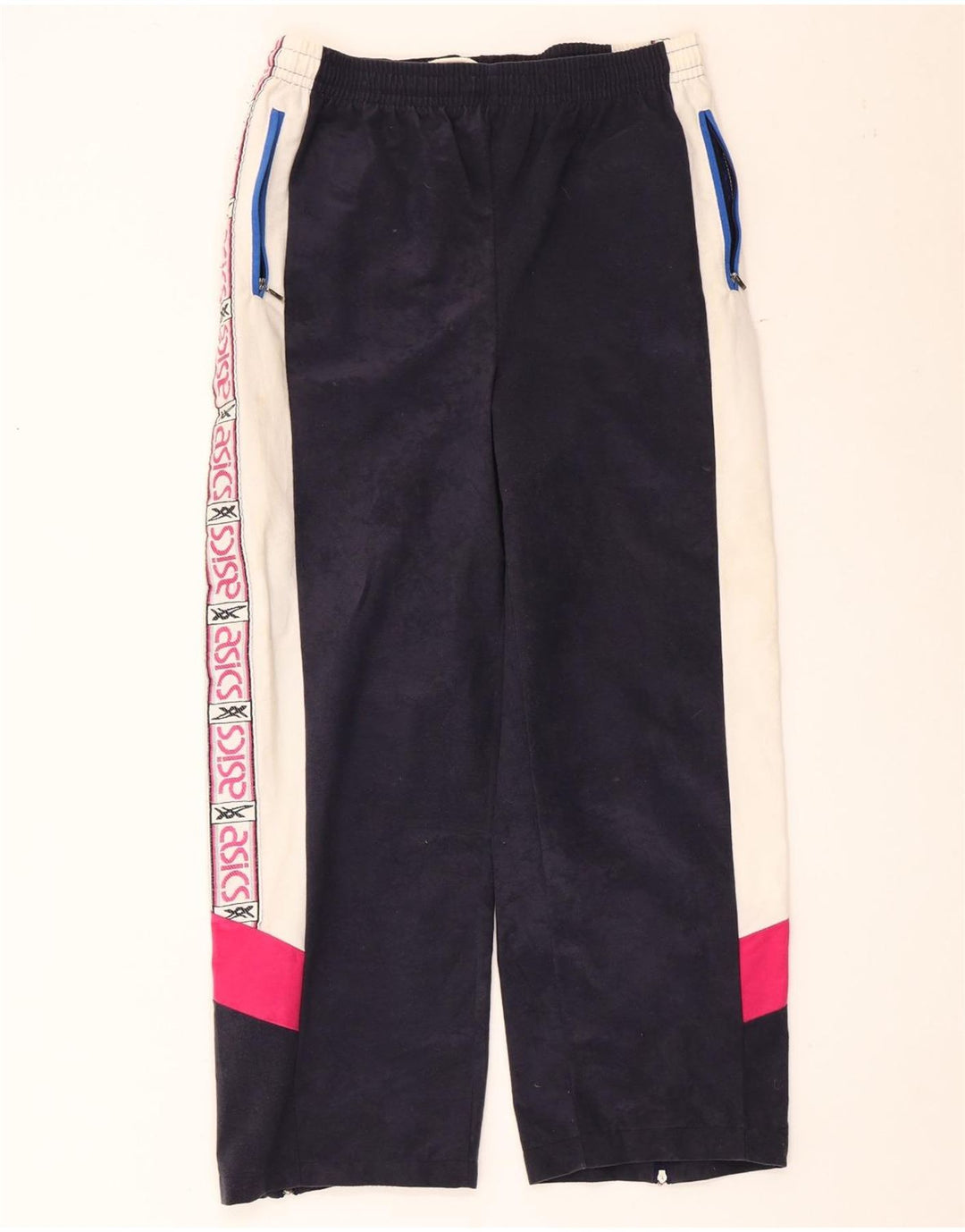 Asics Mens Graphic Tracksuit Trousers Medium Navy Blue Colourblock