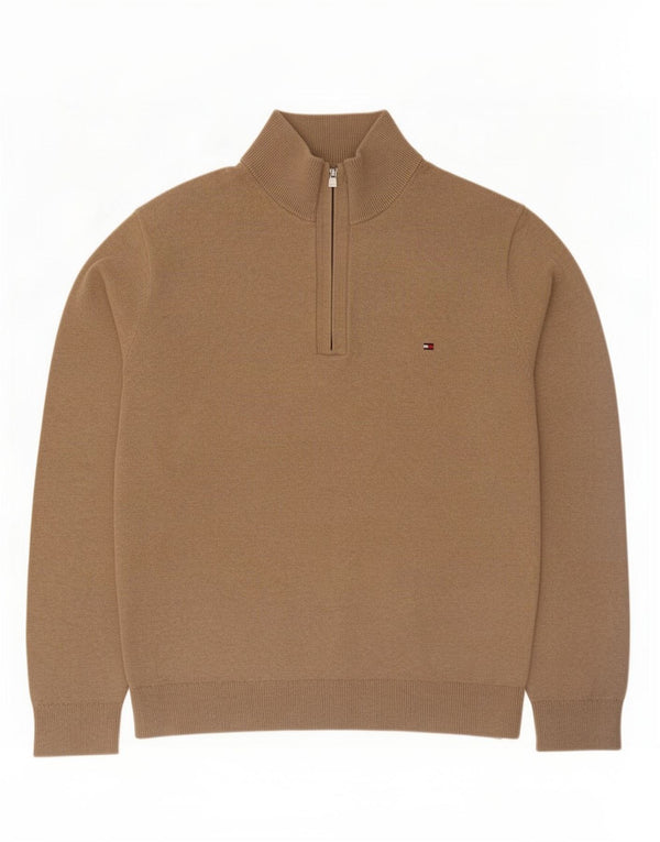 Tommy Hilfiger Pull à col zippé pour homme 2XL en coton beige