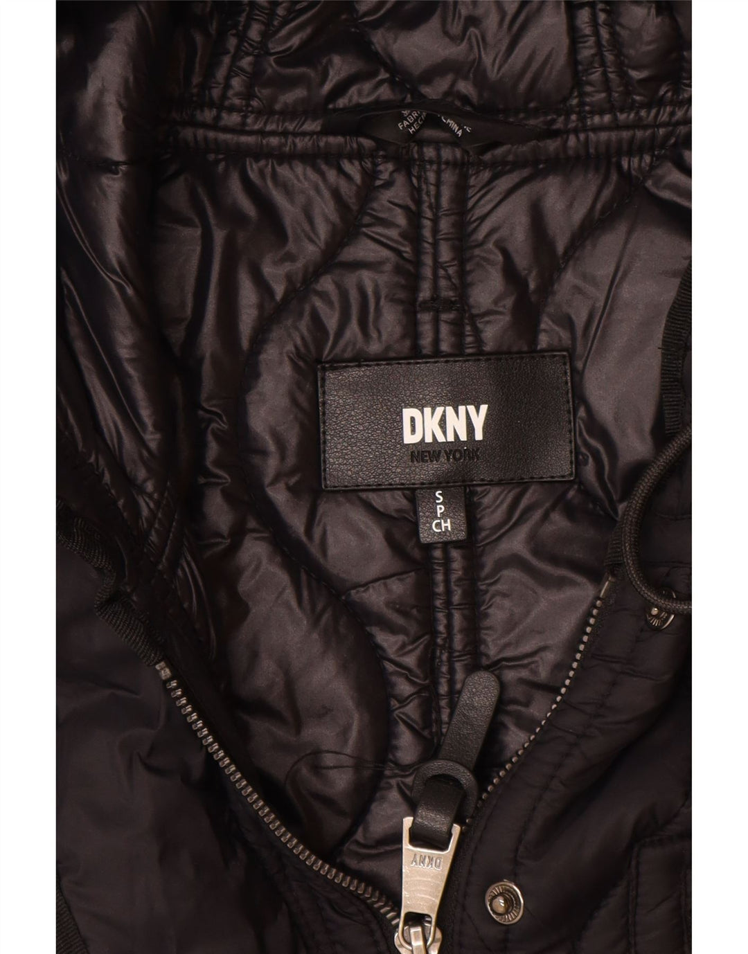 Dkny Womens Oversized Hooded Quilted Overcoat UK 10 Small Black Nylon