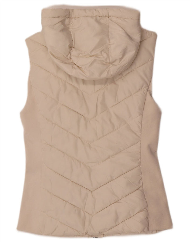 Zara Gilet rembourré à capuche pour femme UK 12 Medium Blanc Polyester
