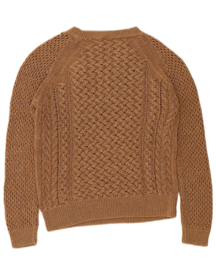 Massimo Dutti Womens Boat Neck Jumper Sweater UK 10 Small Brown
