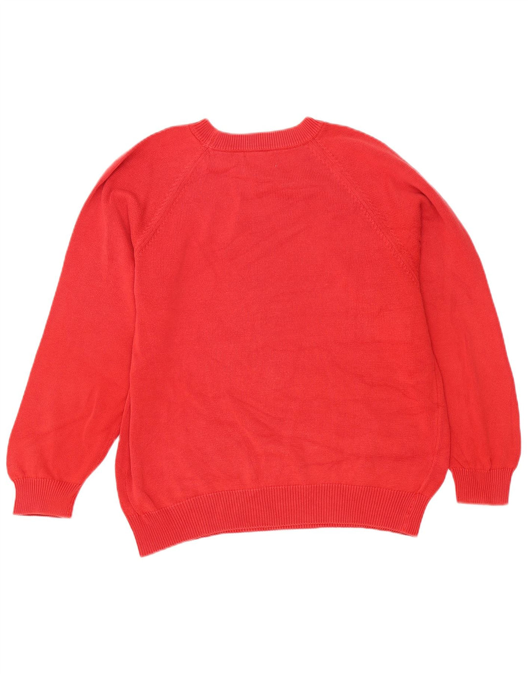Benetton Mens Crew Neck Jumper Sweater Medium Red Cotton