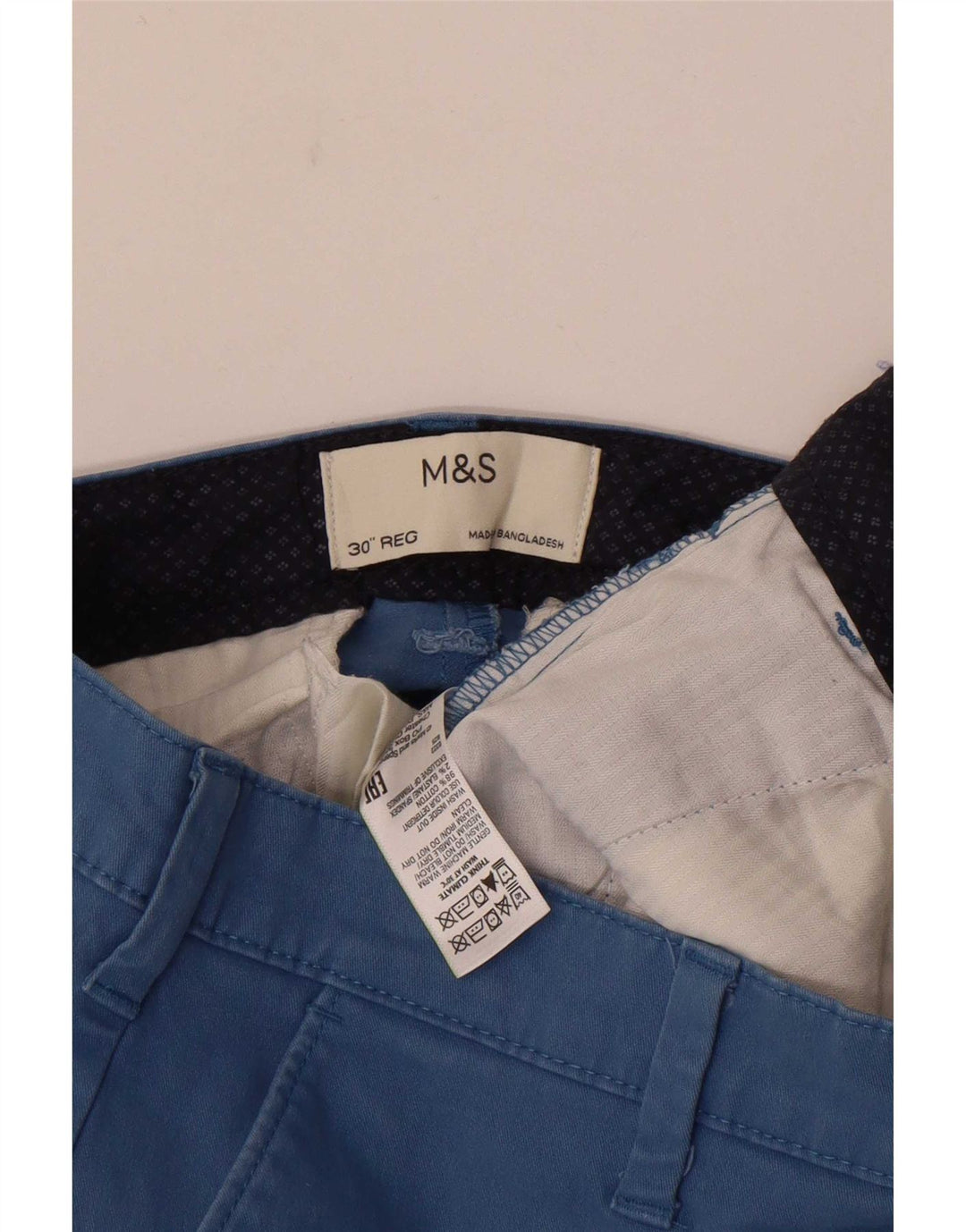 Marks & Spencer Chino Shorts til mænd W30 Medium Blue Bomuld