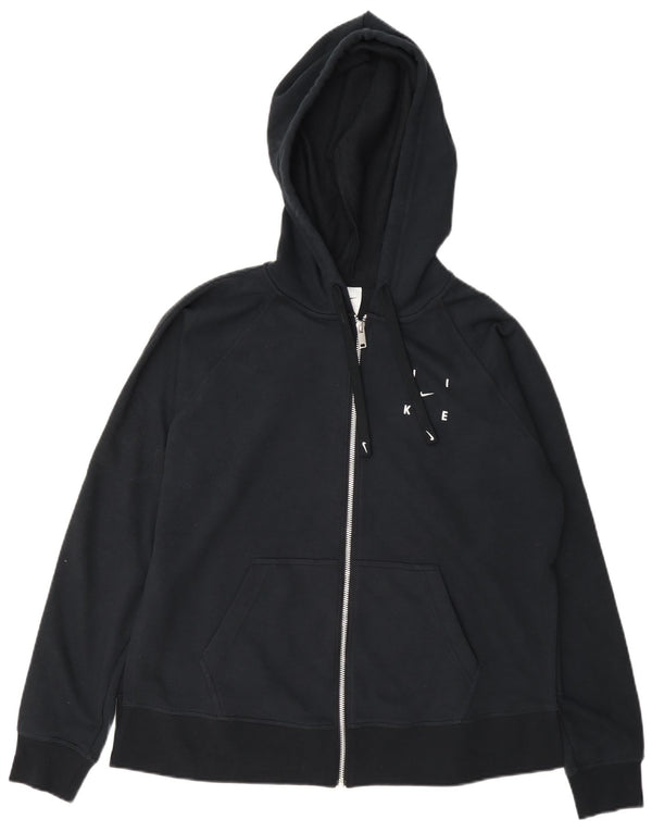 Nike Femme Dri Fit Surdimensionné Zip Sweat À Capuche UK 10 Petit Bleu Marine