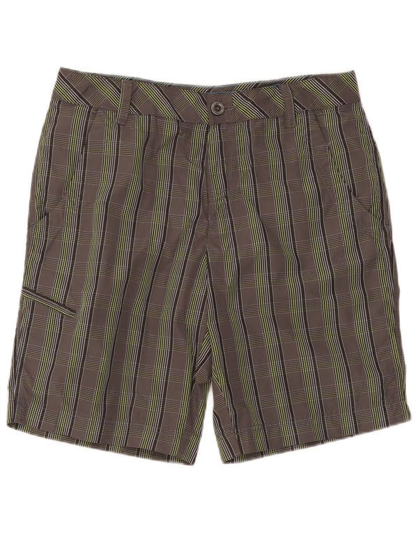 Columbia Mens Omni-Shield Cargo Shorts W34 Large Grey Check Nylon