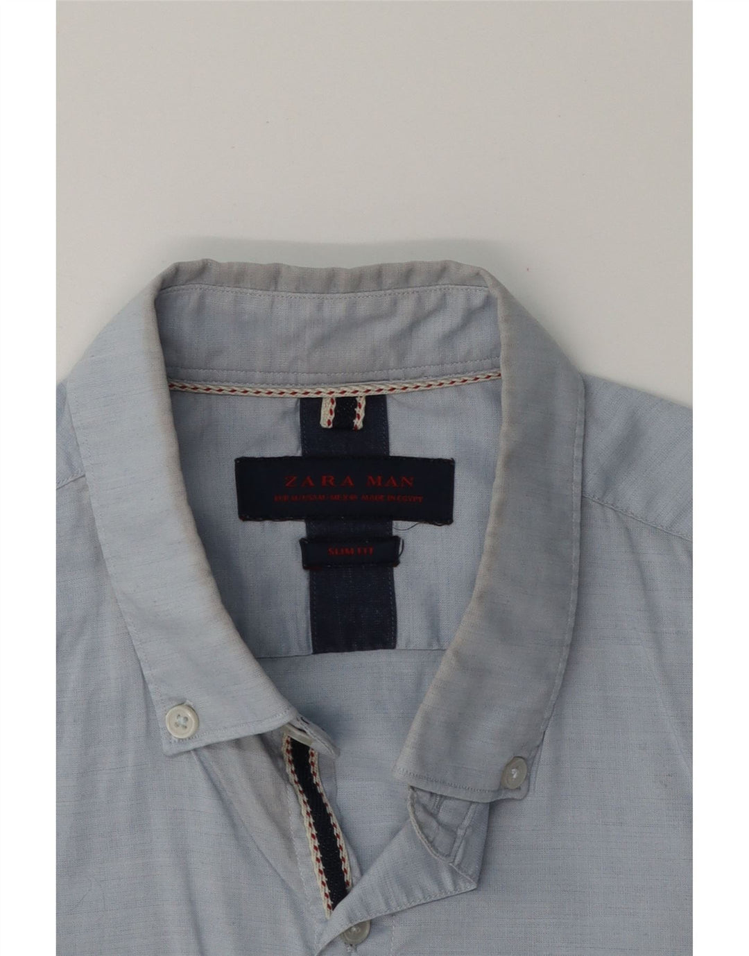 ZARA Mens Slim Fit Shirt Medium Blue Cotton Vintage Zara and Second-Hand Zara from Messina Hembry 