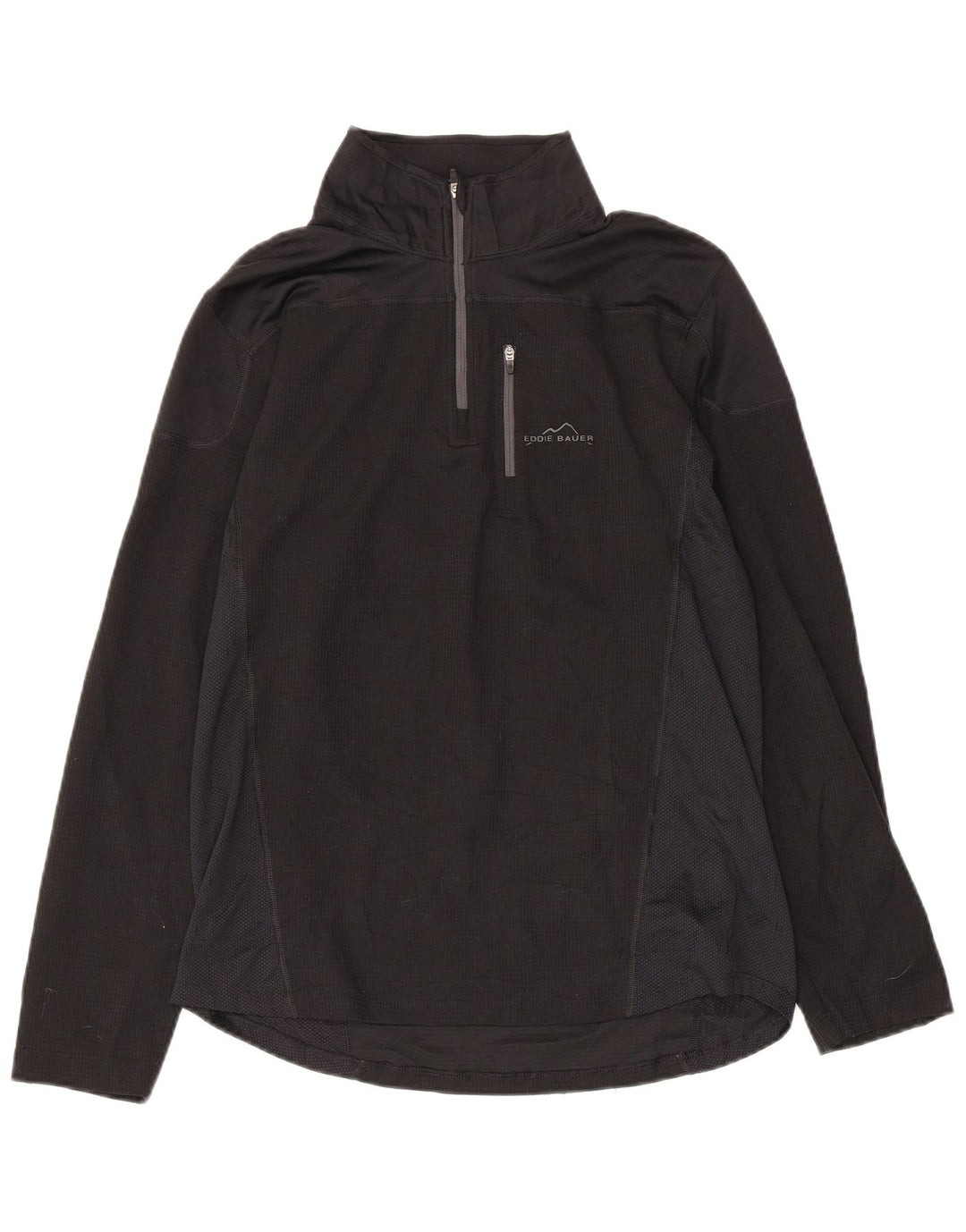 EDDIE BAUER Womens Zip Neck Pullover Tracksuit Top UK 10 Small Black