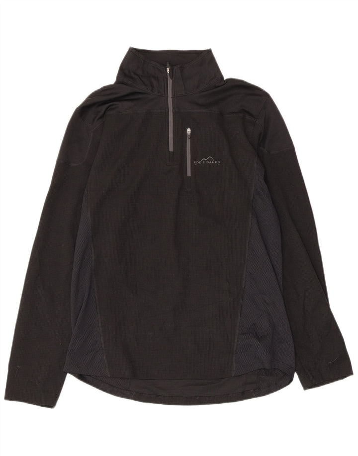EDDIE BAUER Womens Zip Neck Pullover Tracksuit Top UK 10 Small Black