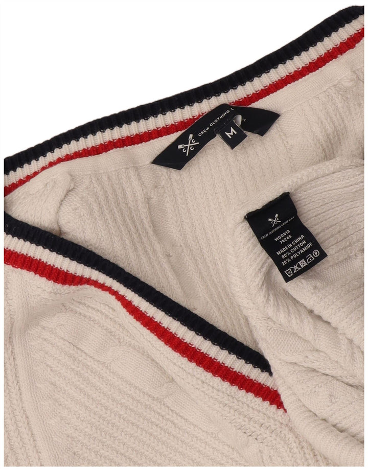 Crew Clothing Herren-Pullover mit V-Ausschnitt, mittelweiße Baumwolle