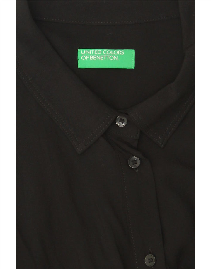 BENETTON Womens Oversized Short Sleeve Shirt UK 10 Small Black Viscose Vintage Benetton and Second-Hand Benetton from Messina Hembry 