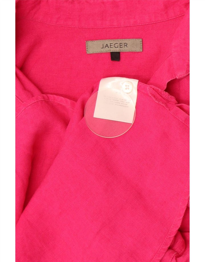 JAEGER Womens 3/4 Sleeve Shirt UK 14 Medium Pink Linen