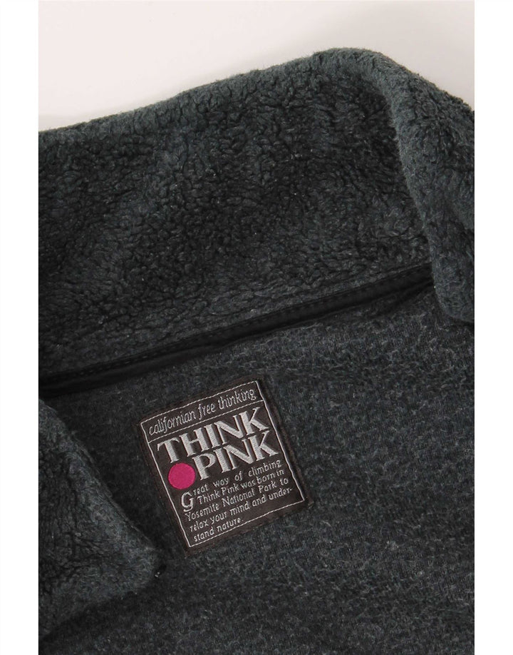 Think Różowa męska kurtka polarowa UK 42 XL, szary, geometryczny poliester
